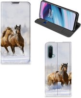 Wallet Book Case OnePlus Nord CE 5G Smart Cover Hoesje Paarden