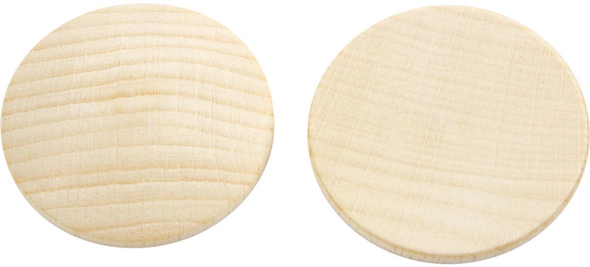 Houten knopen, d 40 mm, dikte 5,2 mm, 100 stuk/ 1 doos