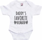 Daddys favourite human tekst baby rompertje wit jongens en meisjes - Kraamcadeau - Vaderdag - Babykleding 80 (9-12 maanden)