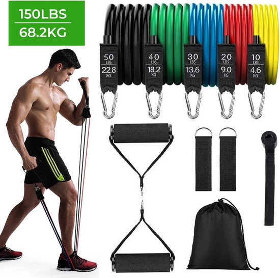 MSPORTS Resistance Bands Premium met draagtas, licht, medium, sterk