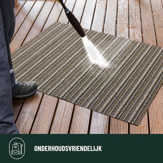 Antislip Deurmat Buiten Studio M - OUTDOOR - Buitenmat - 50x80cm - Zwart - Antraciet - All-Weather Deurmat - Droogloopmat Buiten - UV-/Chloor-/Zoutwaterbestendig - Geschikt voor aan Buitendeur, Zwembad, Sauna, Buitendouche, BBQ, Camping