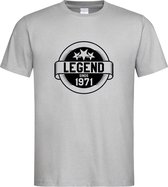 Grijs T-Shirt met “ Legend sinds 1971 “ print Zwart  Size XXXL