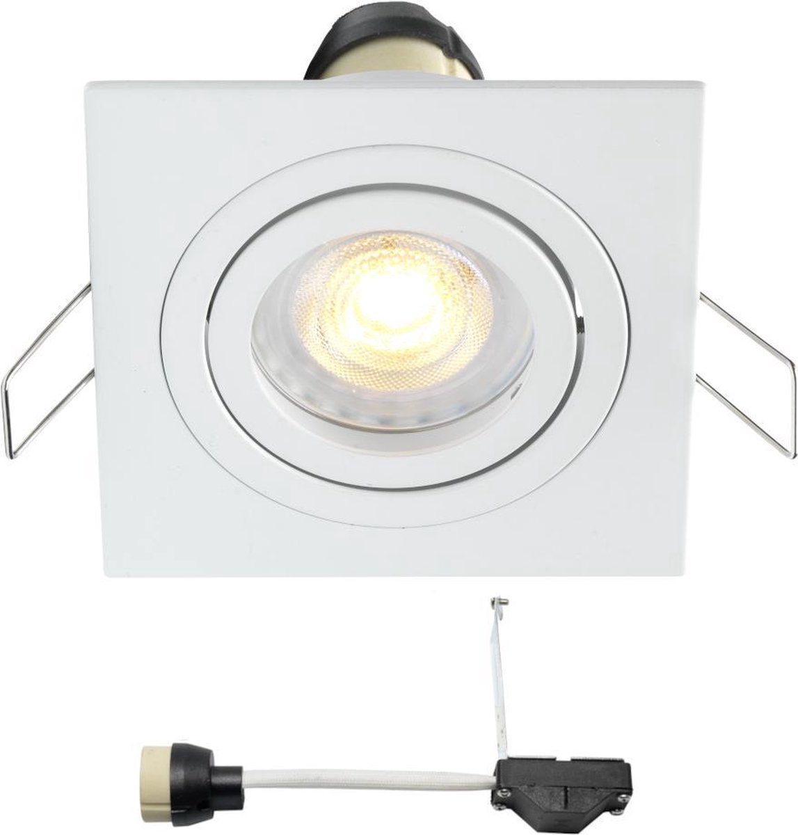 LED inbouwspot Coblux - wit - inbouwspots / downlights / plafondspots - 4W / vierkant / dimbaar / kantelbaar / 230V / IP20 / warmwit