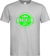 Grijs T-Shirt met “ Legend sinds 1971 “ print Groen  Size XL