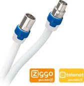 Hirschmann - KOKA-9 Coax aansluitkabel IEC 4G proof - Kos 5 (Recht) - Kok 5 (Recht) - 1m - Wit - Ziggo & Telenet geschikt