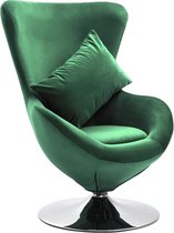 Draaibare Fauteuil met kussen donkergroen fluweel