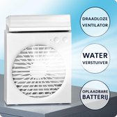 Draadloze Mini ventilator - met Mist Diffuser Luchtbevochtiger 180 ML - 3 standen - USB Oplaadbaar - Kantelbaar - Inclusief Oplaadbare Batterij 2000mAh en USB kabel-auto - Kantoor - Reizen(Wi