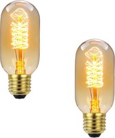 BOTC Filament lamp - LED Bulb - 2 stuks - Filament lamp - Ø 4.5 cm - LED - E27 - T45 - 40W - 2700K - Amber