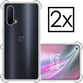 Hoes Geschikt voor OnePlus Nord CE Hoesje Siliconen Cover Shock Proof Back Case Shockproof Hoes - Transparant - 2x