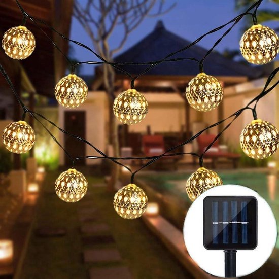INNOVATE Solar Fairy Lights Outdoor 5.7 m Brown Hemp Rope Garden Lights 10 Lamps Amber Solar Fairy Lights Balcony 3200K Warm White IP 44 8 Hours Battery Garden Decoration