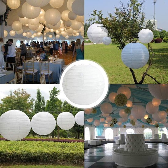 12 Mini-Lanternes En Tissu Blanc 7,5 Cm - Décoration Mariage, Noël, Jardin - Pliables Et Réutilisables