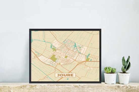 Affiche avec cadre Carte - Joure - Vintage - 40x40 cm