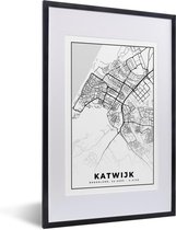Fotolijst incl. Poster - Kaart - Katwijk - Zwart - Wit - 40x60 cm - Posterlijst