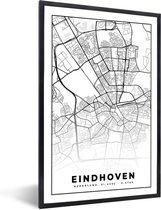 Fotolijst incl. Poster - Kaart - Eindhoven - Zwart - Wit - 20x30 cm - Posterlijst