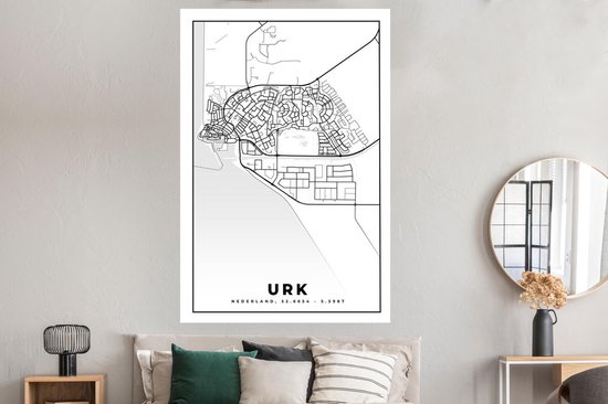 Poster Carte - Urk - Zwart - Wit - 120x180 cm XXL