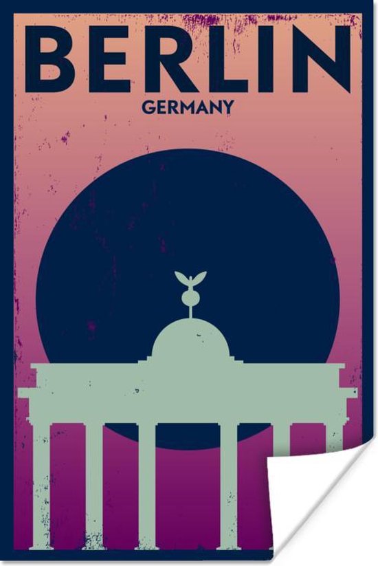 Poster Berlijn - Duitsland - Retro - Berlin Germany - Quotes - Brandenburg Tor - 20x30 cm