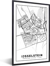 Fotolijst incl. Poster - Kaart - IJsselstein - Zwart - Wit - 60x90 cm - Posterlijst
