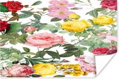 Affiche Fleurs - Jaune - Rose - Wit - 120x80 cm