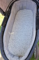 Kinderwagen matrashoes - dotsmotief - gebroken wit - tricot stof