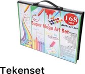 Artset voor kinderen 168 delig - Schilderset Zwart- Tekenset - Kleurpotloden, Viltstiften, Oliepastels, Pastels, Aquarelverf