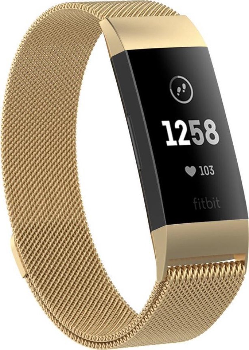Milanees Bandje - Geschikt Voor Fitbit Charge 3 en 4 - Goud