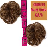 2x hairbun warm brown  SPAREN haarstuk crunchie hair extensions 45gram knotje