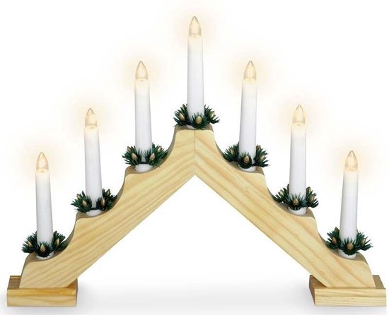 Kaarsenbrug met 7 lampen - hout