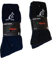 6 paar sportsokken sport socks Australian zwart  donkergrijs en donkerblauw Maat 39-42