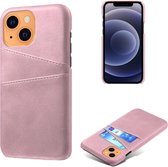 Dual Card Back Cover - iPhone 13 Mini Hoesje - Rose Gold