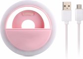 RK® Selfie Ring Light Clip - Led Lamp - 3 Standen - Oplaadbaar - Flashlight - Selfie light - Ring light - Verlichting in Wit - Tiktok - Instagram - Facebook - Roze