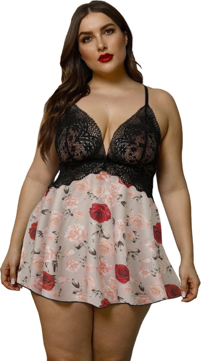 Goedkoopste Babydoll Gebloemd Florentina Plussize 5XL