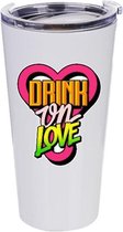DRINKONLOVE - STREET ART HARTJE - Drinkbeker met rietje - RVS - 480 ml