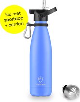 Vatten® Premium RVS Thermosfles - 500 ml - Mat Lichtblauw - Waterfles met Rietje - Isoleerfles
