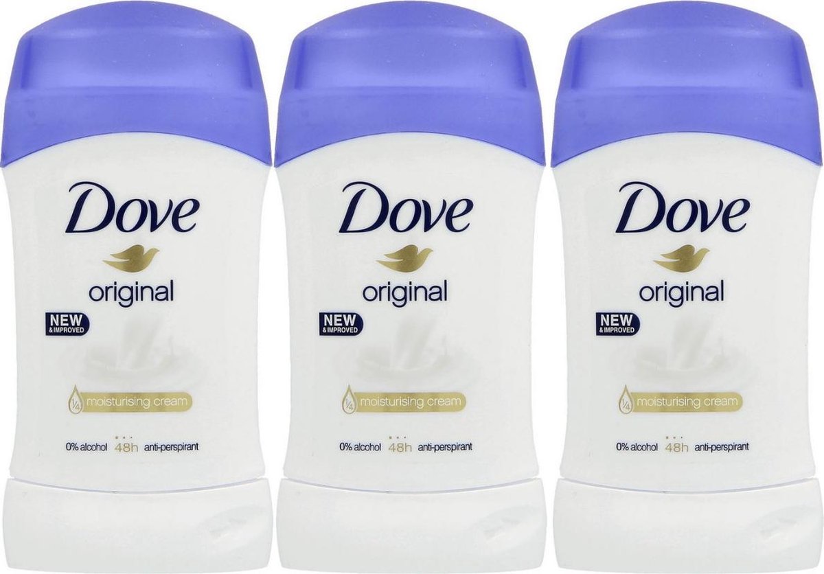 Goedkoopste Dove Original Deodorant Vrouw - Anti Transpirant Deodorant Stick met 0 Alcohol en 48 Uur Zweetbescherming - Bestverkochte Deo - 3 Stuks
