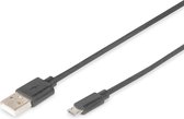 Digitus USB-kabel USB 2.0 USB-A stekker, USB-micro-B stekker 1.80 m Zwart Rond, Afgeschermd (dubbel)