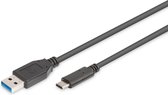 Digitus USB-kabel USB 3.2 Gen1 (USB 3.0 / USB 3.1 Gen1) USB-A stekker, USB-C stekker 1.00 m Zwart Rond, Stekker past op beide manieren, Afgeschermd (dubbel)