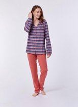 Woody pyjama dames - multicolor gestreept - wasbeer - 212-1-PIL-S/904 - maat XXL