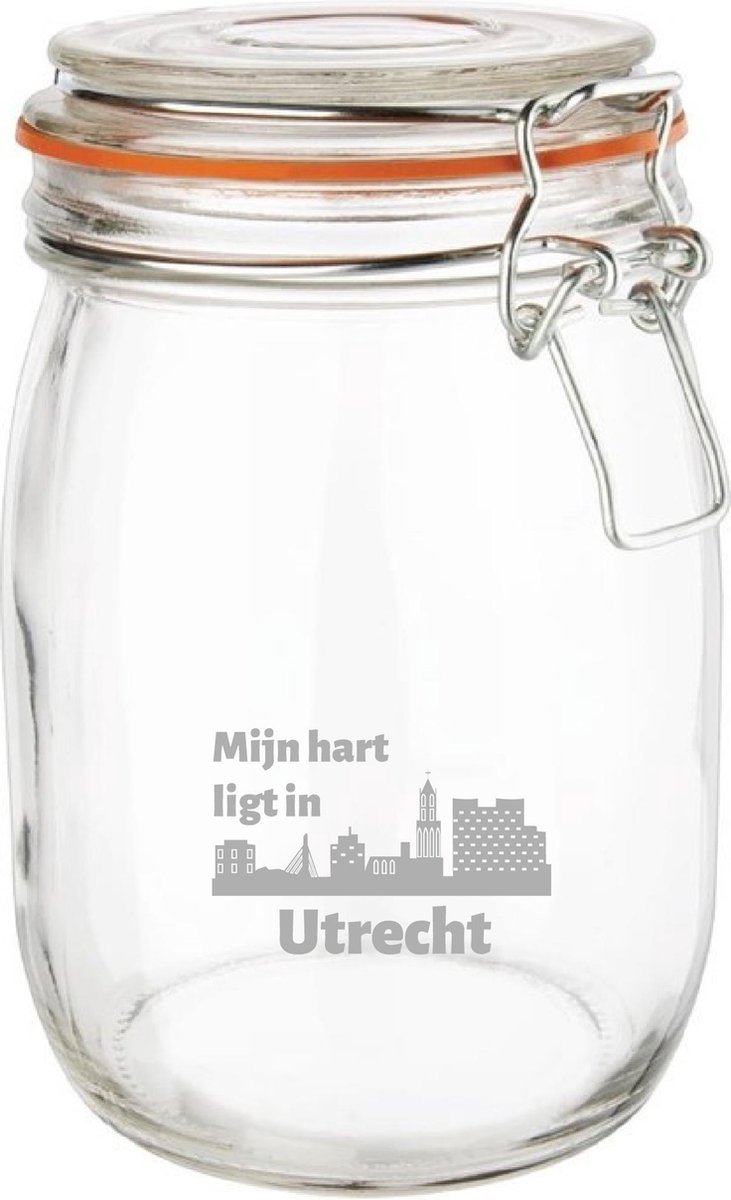 Gegraveerde Weckpot 1 ltr. Utrecht