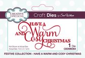 Creative Expressions Kerst - 'Have a Warm and Cosy Christmas' - 5cm x 10,5cm
