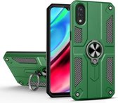 Koolstofvezelpatroon PC + TPU-beschermhoes met ringhouder voor vivo Y93 (donkergroen)