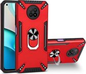 Voor Xiaomi Redmi Note 9 5G PC + TPU-beschermhoes met 360 graden draaibare ringhouder (rood)