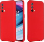 Voor OnePlus Nord CE 5G Pure Color vloeibare siliconen schokbestendige volledige dekking (rood)