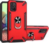 Voor Samsung Galaxy A71 PC + TPU-beschermhoes met 360 graden draaibare ringhouder (rood)