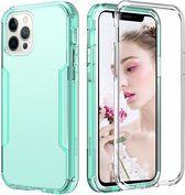 3 in 1 doorschijnende kleur schokbestendige pc + TPU-beschermhoes voor iPhone 13 Pro (mintgroen)