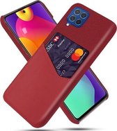 Voor Samsung Galaxy M62 Doek Textuur PC + PU lederen achterkant Schokbestendig hoesje met kaartsleuf (rood)