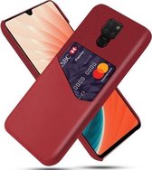 Voor Huawei Mate 20 Doek Textuur PC + PU lederen achterkant Schokbestendig hoesje met kaartsleuf (rood)