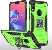 Voor Asus Zenfone Max Pro (M2) ZB631KL Magnetische Armor Schokbestendig TPU + PC Case met Metalen Ring Houder (Groen)