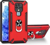 Voor Tecno Camon 16 PC + TPU-beschermhoes met 360 graden draaibare ringhouder (rood)