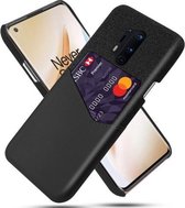 Voor OnePlus 8 Pro Doek Textuur PC + PU lederen achterkant Schokbestendig hoesje met kaartsleuf (zwart)