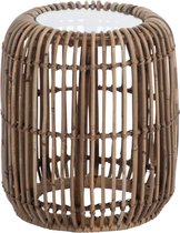 J-Line Bijzit Tafel Rond Rotan/Glas Naturel